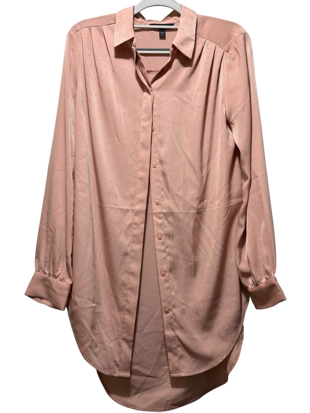 Express Blush Pink Button-Front Tunic Blouse